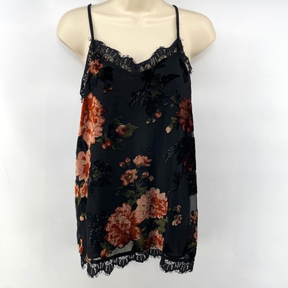 Xhilaration Y2K Floral Velvet Burnout Tank Top Size M Bloomcore Whimsigoth Fairy - Picture 1 of 10